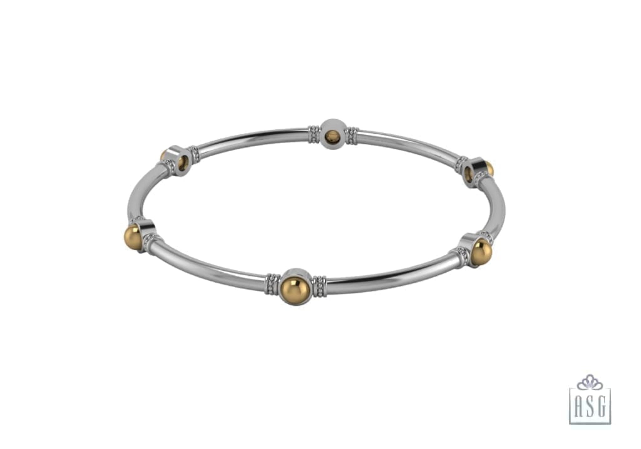 Sterling Silver Embeded Ball Baby Bangle