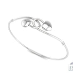 Sterling Silver Bracelet Kada with entwined Hearts