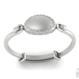 Sterling Silver Baby Bracelet Kada adjustable with engravable oval plaque