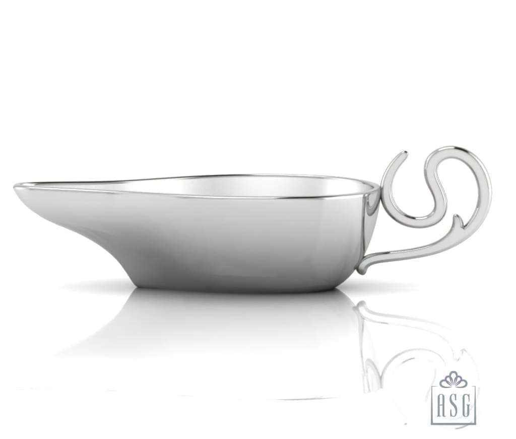 Sterling Silver Baby Feeder - Flat Medicine Porringer with a Curve Handle