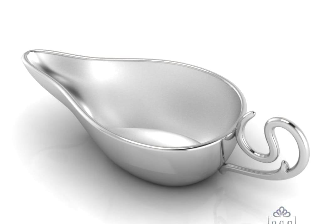 Sterling Silver Baby Feeder - Flat Medicine Porringer with a Curve Handle