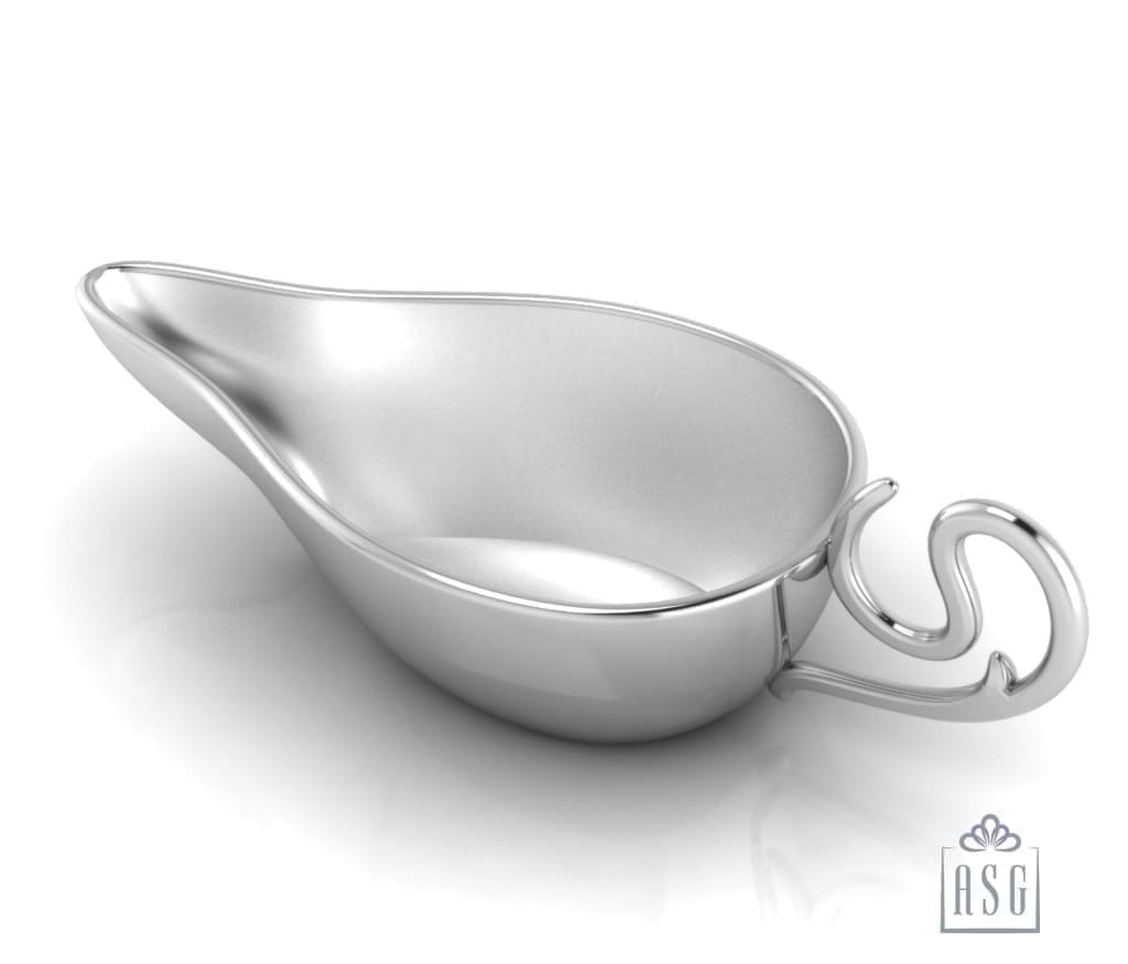Sterling Silver Baby Feeder - Flat Medicine Porringer with a Curve Handle