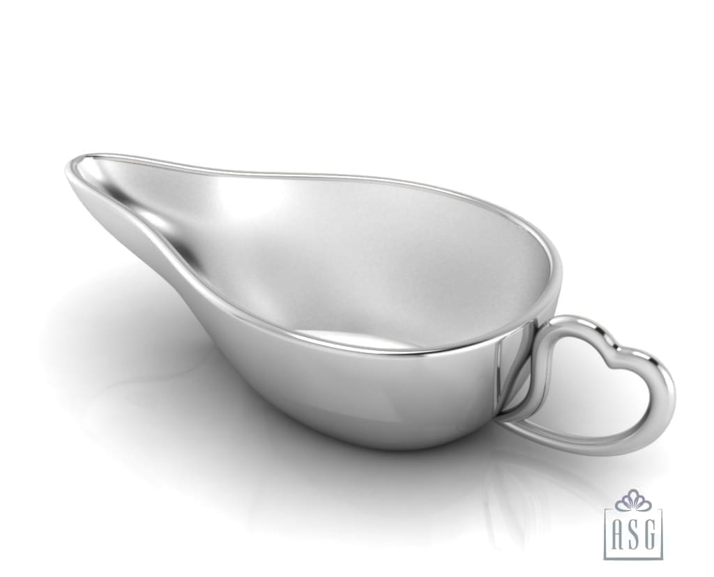 Sterling Silver Baby Feeder - Flat Medicine Porringer with a Heart Handle