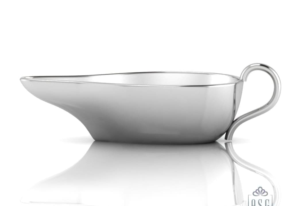 Sterling Silver Baby Feeder - Flat Medicine Porringer with a Plain Handle