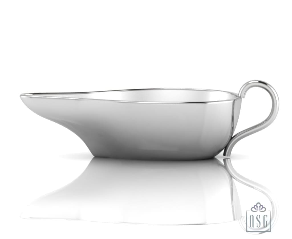 Sterling Silver Baby Feeder - Flat Medicine Porringer with a Plain Handle