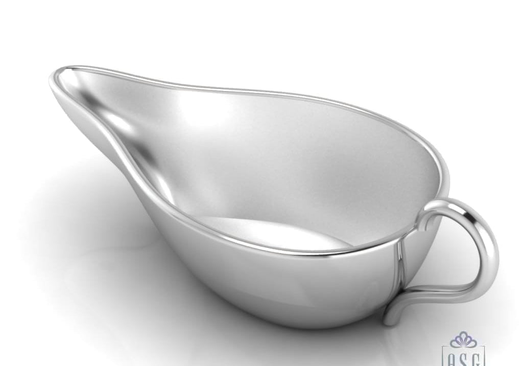 Sterling Silver Baby Feeder - Flat Medicine Porringer with a Plain Handle