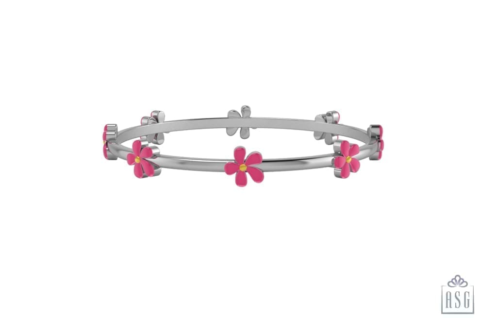 Sterling Silver Floral Baby Bangle