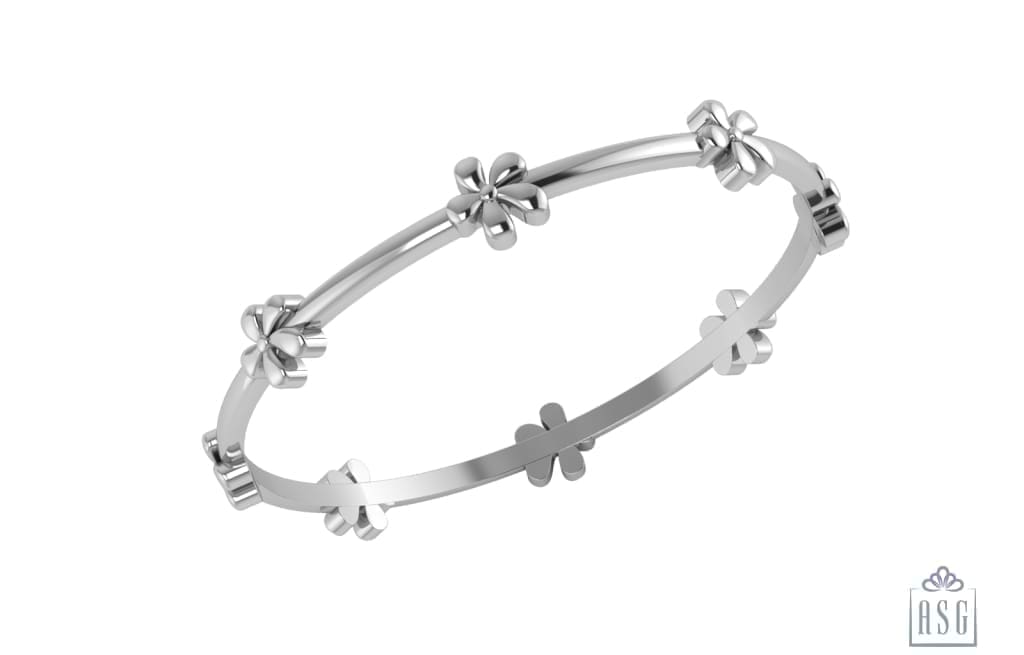 Sterling Silver Floral Baby Bangle