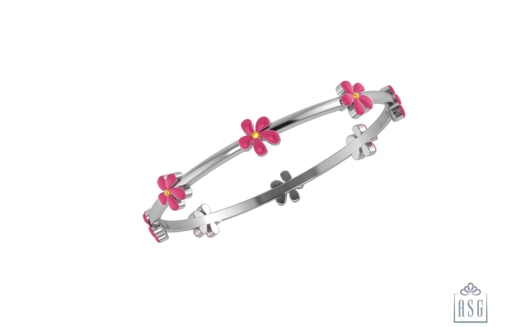 Sterling Silver Floral Baby Bangle