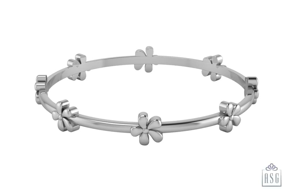 Sterling Silver Floral Baby Bangle