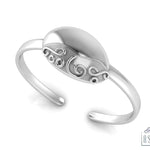 Sterling Silver Baby Cuff Kada with floral oval centre for engraving