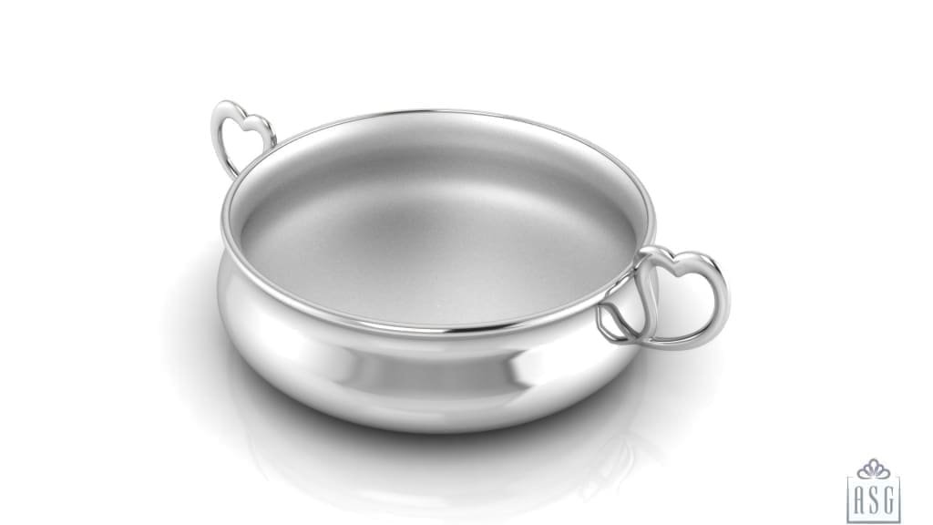 Sterling Silver Dinner Set for Baby and Child - Hearts Feeding Set