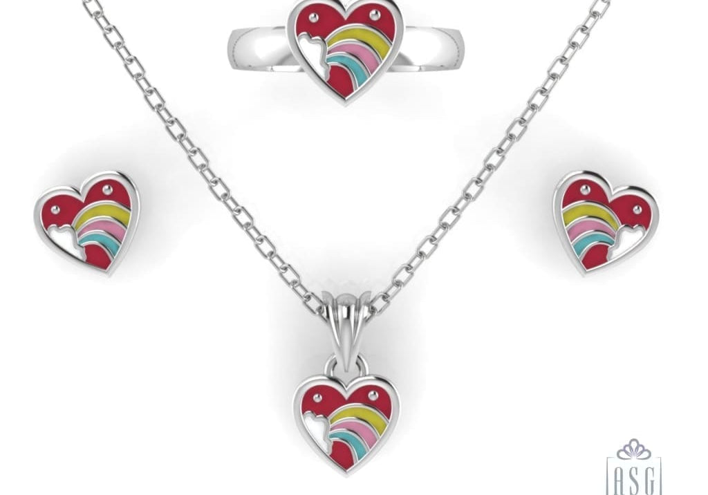 Sterling Silver Heart Baby Jewellery Set