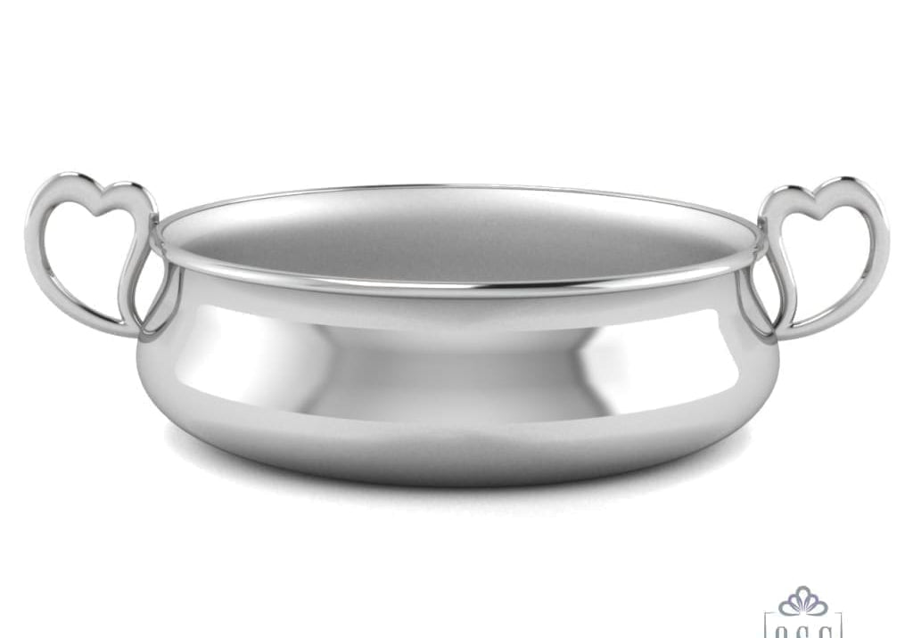 Sterling Silver Bowl for Baby and Child - Heart Feeding Porringer