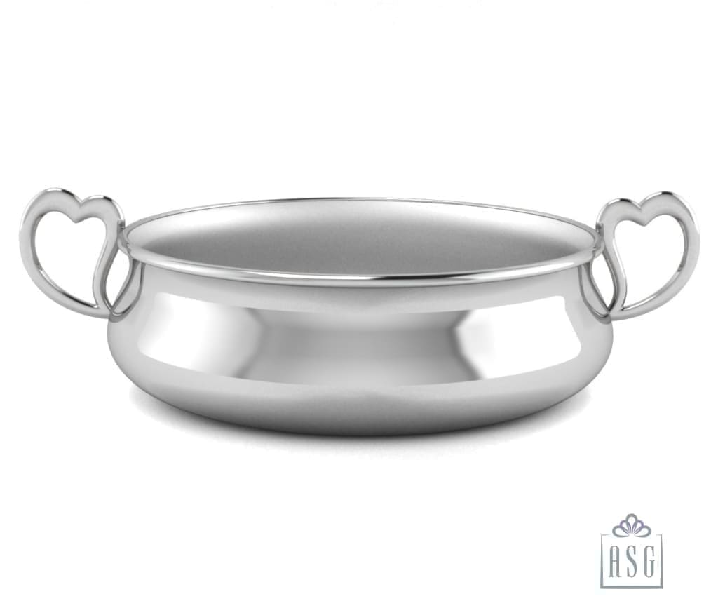 Sterling Silver Bowl for Baby and Child - Heart Feeding Porringer