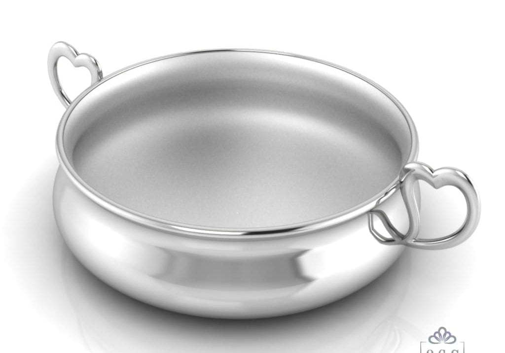 Sterling Silver Bowl for Baby and Child - Heart Feeding Porringer