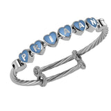 Sterling Silver Heart Babykubes On Twisted Adjustable Bracelet Kada Blue Babykubes Baby Kada