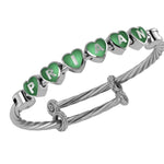 Sterling Silver Heart Babykubes On Twisted Adjustable Bracelet Kada Green Babykubes Baby Kada