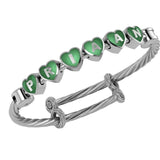 Sterling Silver Heart Babykubes On Twisted Adjustable Bracelet Kada Green Babykubes Baby Kada