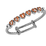 Sterling Silver Heart Babykubes On Twisted Adjustable Bracelet Kada Orange Babykubes Baby Kada