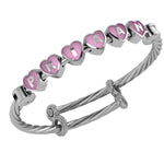 Sterling Silver Heart Babykubes On Twisted Adjustable Bracelet Kada Pink Babykubes Baby Kada