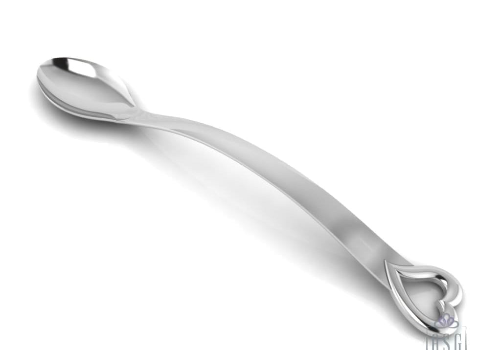 Sterling Silver Spoon for Baby and Child - Curved heart