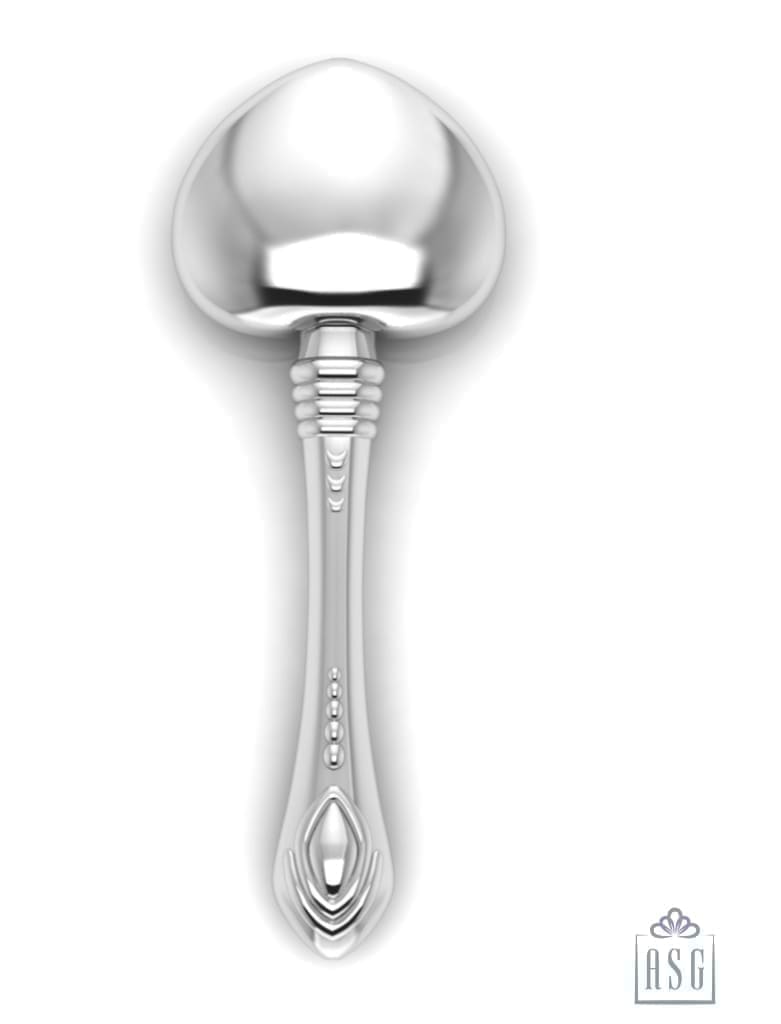Sterling Silver Heart Baby Rattle