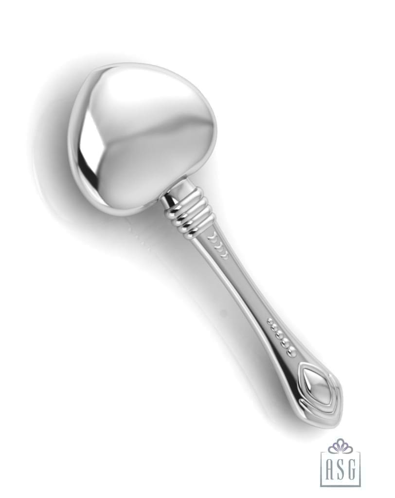 Sterling Silver Heart Baby Rattle