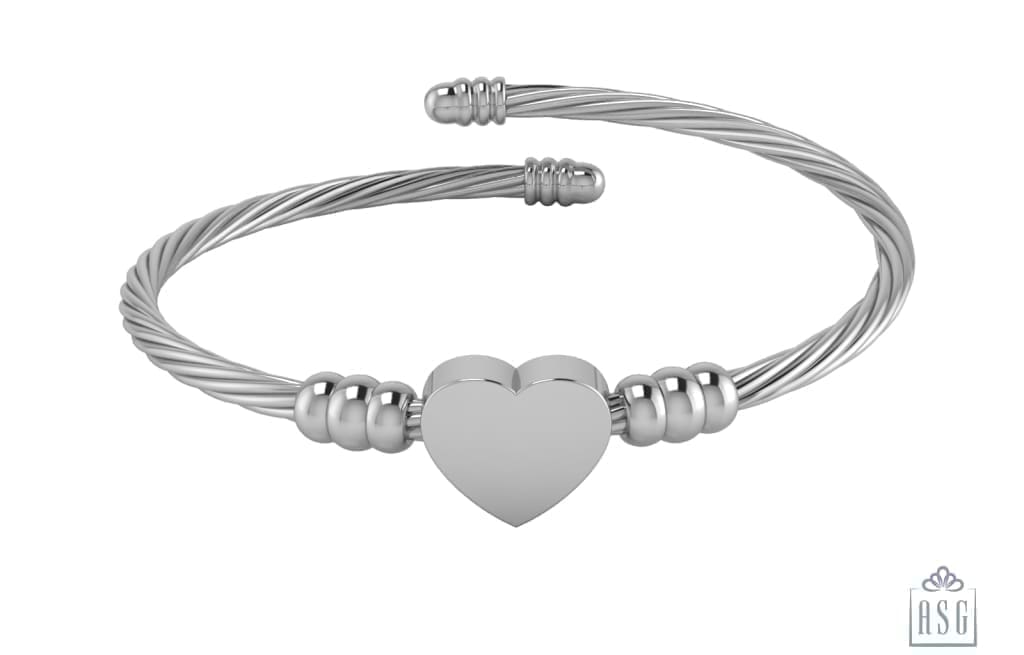 Sterling Silver Baby Bracelet Kada Heart centre with flexible twisted design