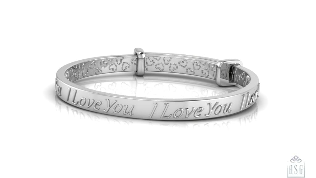 Sterling Silver Baby Bracelet Kada adjustable with " I Love You" written