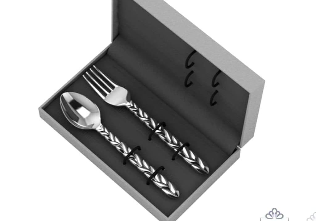 Sterling Silver Dinner Spoon & Fork Set - The Interlace Collection