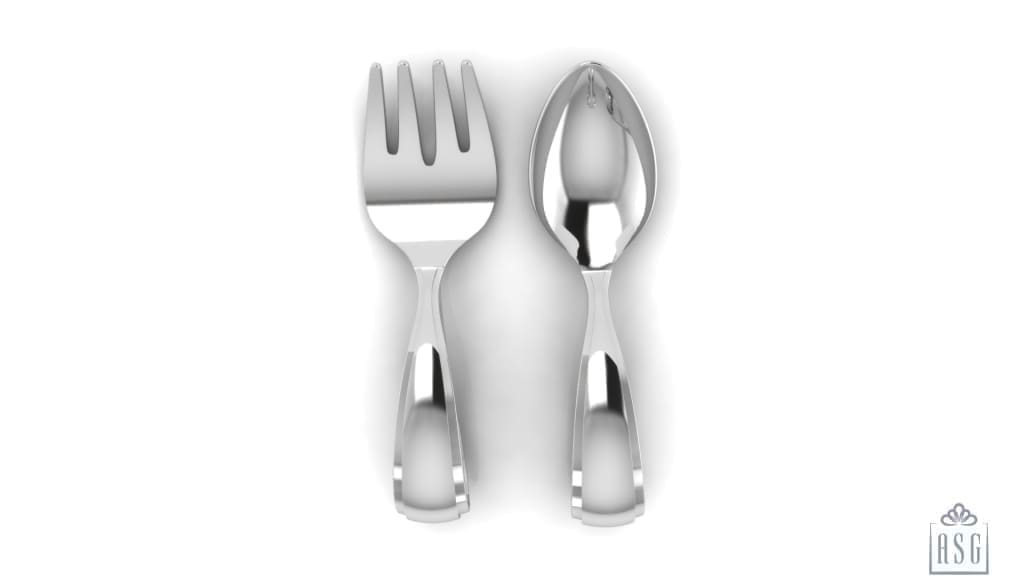 Sterling Silver Baby Spoon and Fork Set - Classic Loop