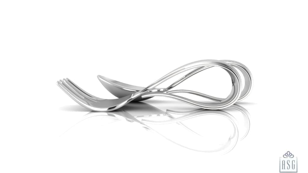 Sterling Silver Baby Spoon and Fork Set - Classic Loop