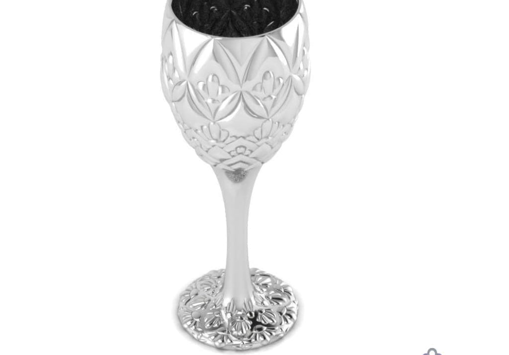 Sterling Silver Wine Glass - Lotus Full Bloom