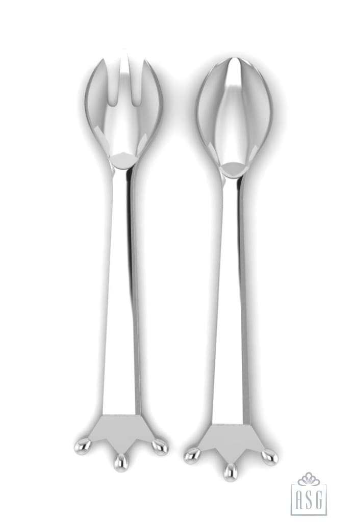 Sterling Silver Baby Spoon & Fork Set - Majestic Crown