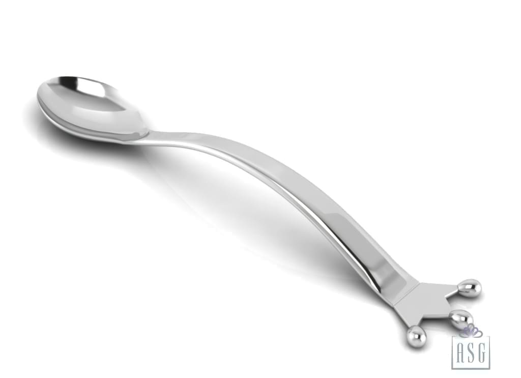 Sterling Silver Baby Spoon for Baby and Child - Curved Majestic