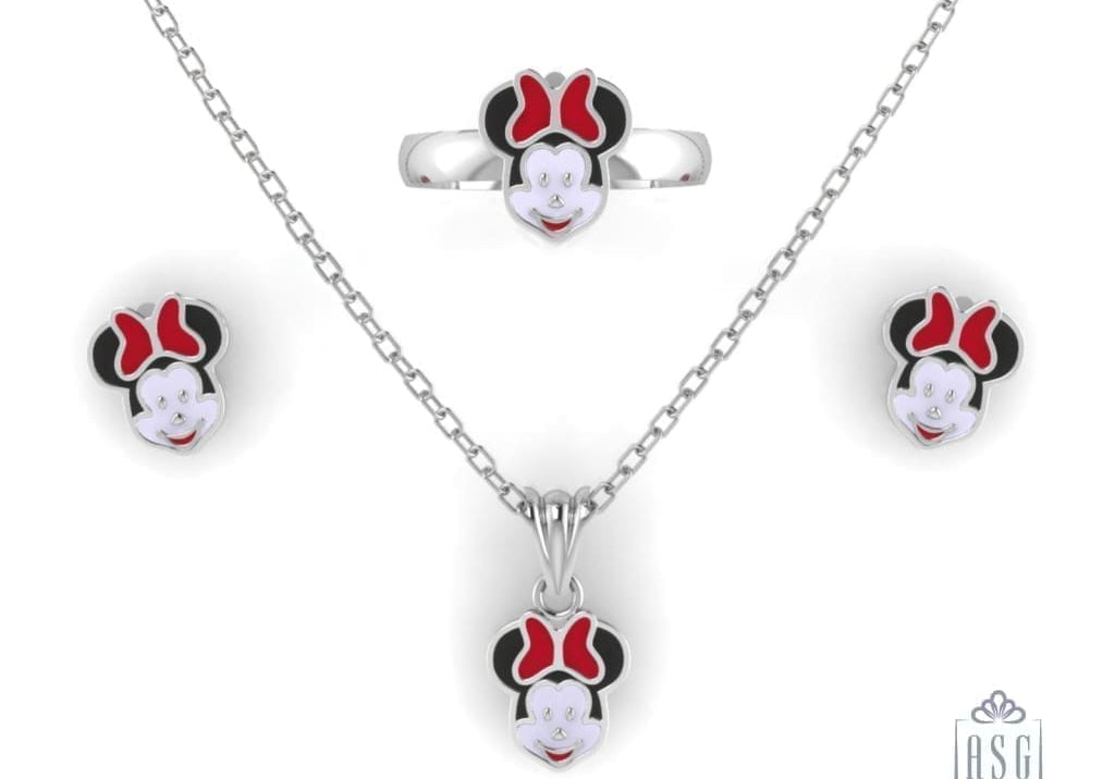 Sterling Silver Minnie Mouse Baby Jewellery Set