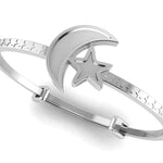 Sterling Silver Baby Bracelet Kada adjustable with moon and star