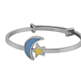 Sterling Silver Baby Bracelet Kada adjustable with moon and star