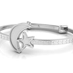 Sterling Silver Baby Bracelet Kada adjustable with moon and star