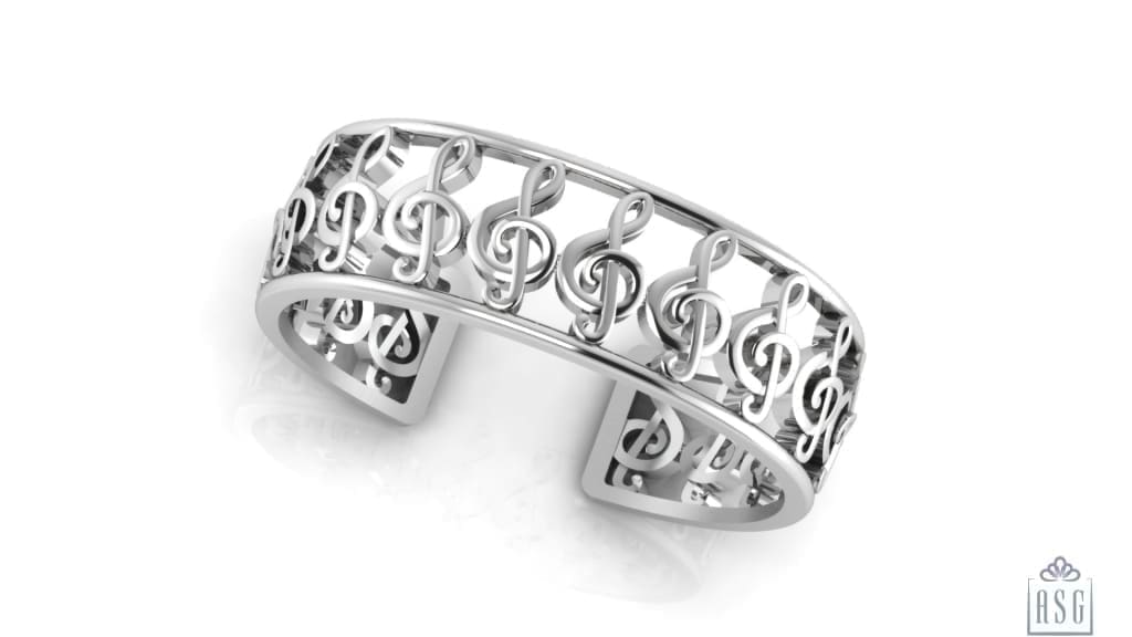 Sterling Silver Musical Notes Baby Cuff Kada