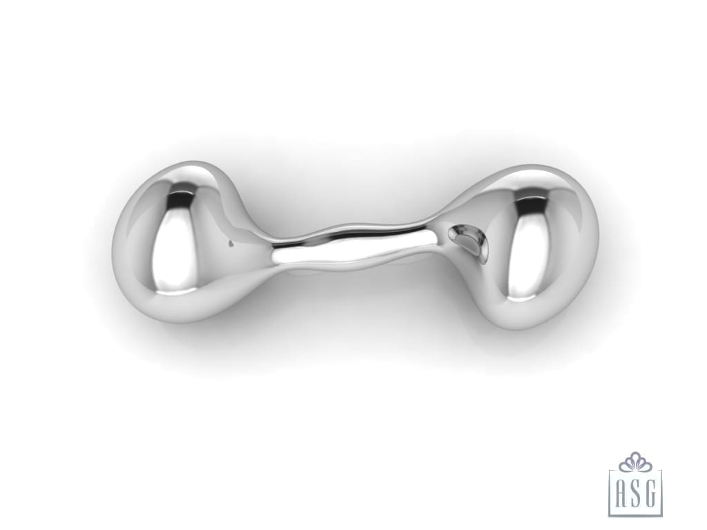 Sterling Silver Modern Baby Dumbbell Rattle by Krysaliis