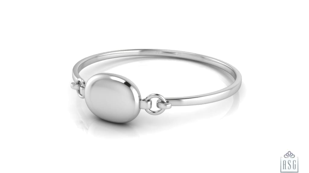 Sterling Silver Baby Bracelet Kada with Oval ID centre