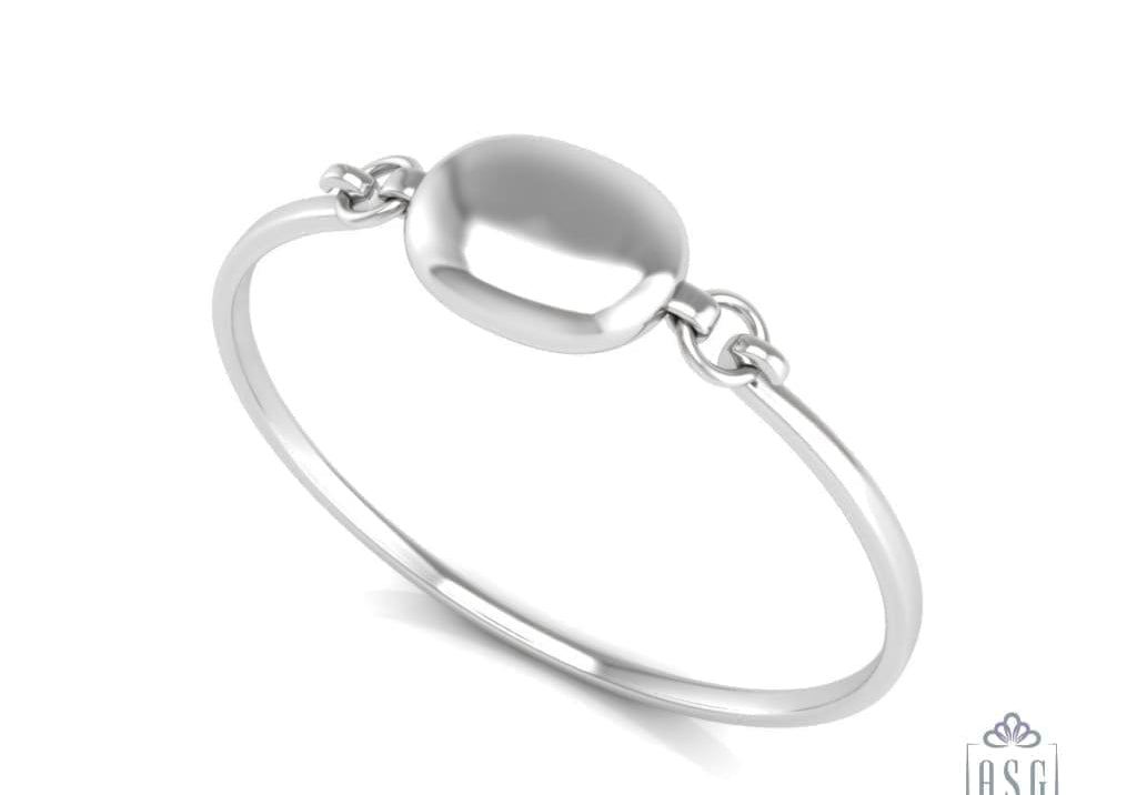 Sterling Silver Baby Bracelet Kada with Oval ID centre