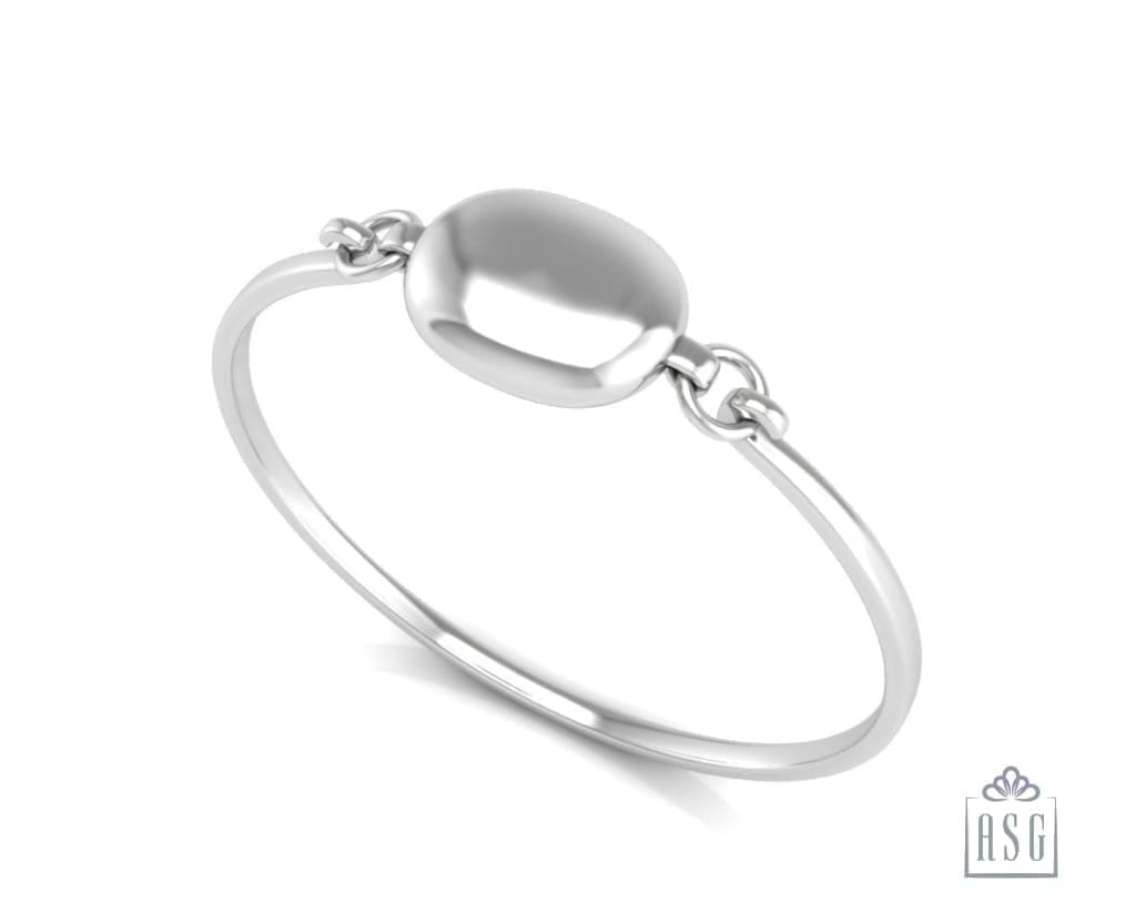Sterling Silver Baby Bracelet Kada with Oval ID centre