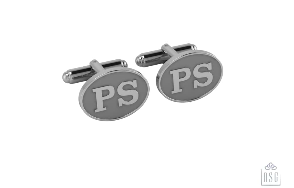 Personalised Sterling Silver Cufflinks Oval For Women Grey