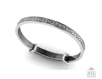 Sterling Silver Baby Bracelet Kada adjustable with oxidised design