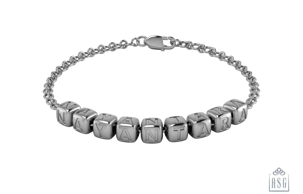 Sterling Silver Personalised Dice Cubes Name Bracelet For Women & Girls / 6 Bracelets And