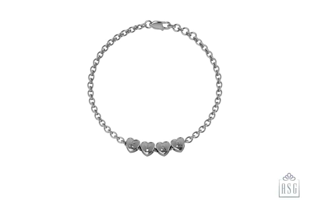 Sterling Silver Personalised Heart Cubes Name Bracelet For Women & Girls / 6 Bracelets And