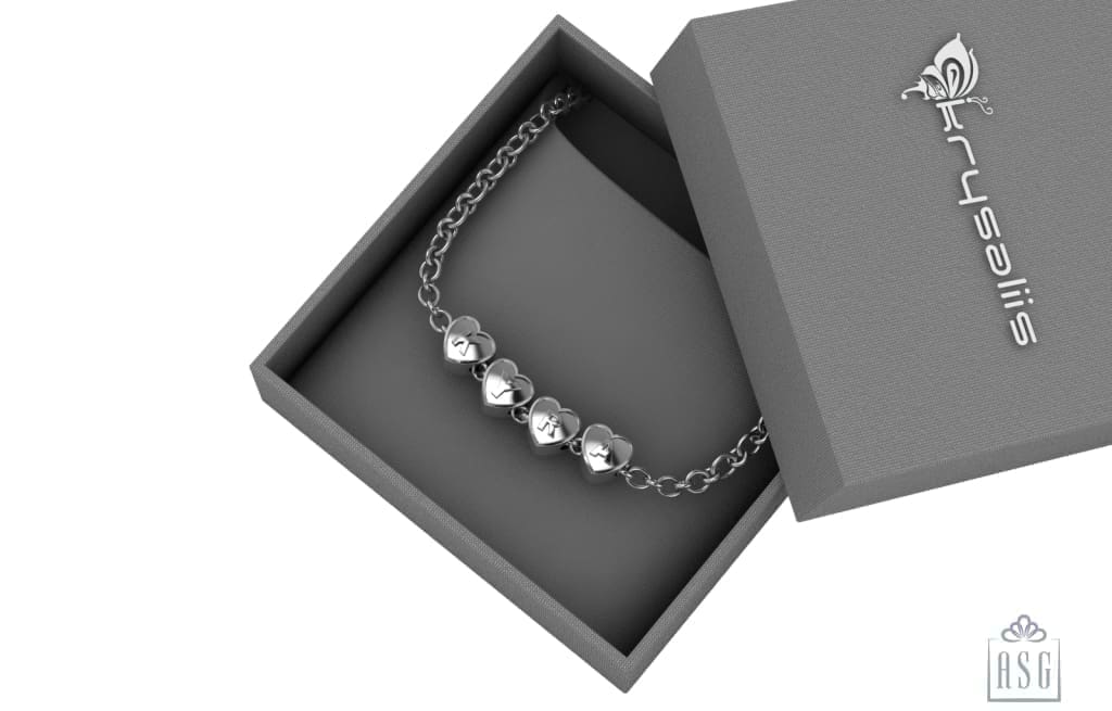 Sterling Silver Personalised Heart Cubes Name Bracelet For Women & Girls Bracelets And